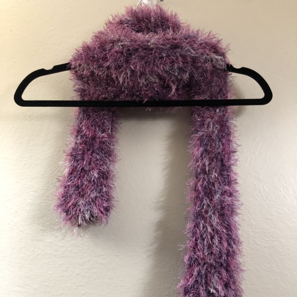 Fuzzy hand knit scarf